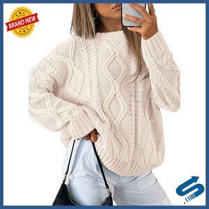Oversized Cable Knit Sweater - Soft Cotton Blend - Cozy Fall Essential